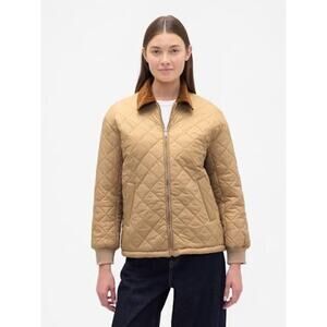 GAP Relaxed Quilted Nylon Jacket in Golden Khaki Brown Size XL